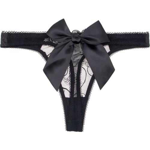 Ladies Sexy Lace Mesh Thong Women Temptation Low Rise Panties Thong See-through Non-slip Mesh Thong Ningsige