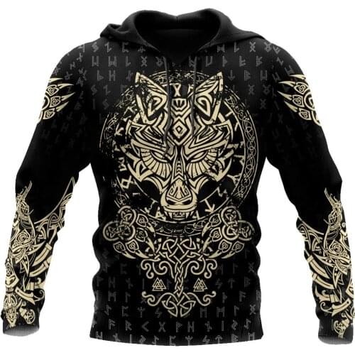 Unisex 3D Graphic Hoodies Sweatshirts Golden Viking Wolf Fenrir Hoodie Men/Women Casual Streetwear Sweatshirt Pullover H-41