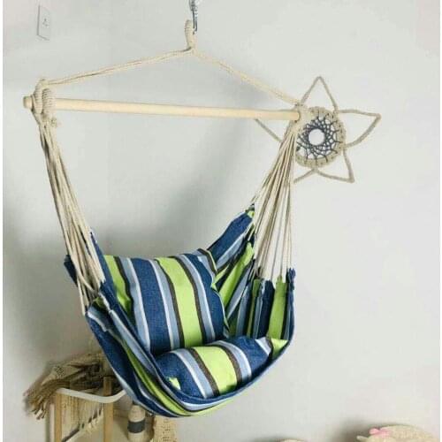 Travel Swing Chair Camping Portable Hanging Hammock Garden Swing Bed Lazy Chair Hanging Sleep Bag w/ 2 Pillows