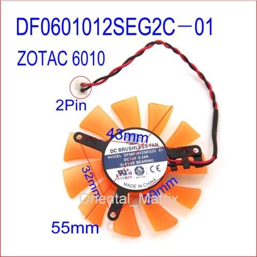 DF0601012SEG2C 01 12V 0.24A 2Pin 55mm 43*39*32mm 2Pin 6010 Graphics Card Fan