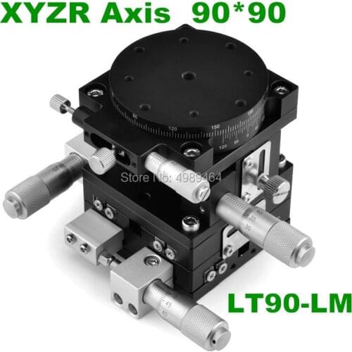 XYZR axis 90*90mm LT90-LM V-Type 4 Axis Trimming Platform Manual Linear Stage Bearing Tuning Sliding Table 29.4N