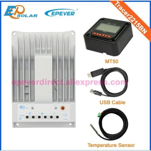 Charger 12V 24V Battery auto work controller Solar panels system MT50 Meter and USB cable temp sensor Tracer2215BN 20A 20amps