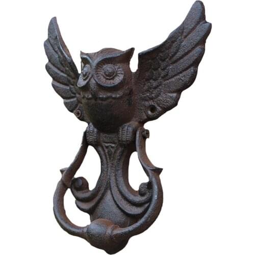 1pc Antique Door Handle Vintage Garden Yard Iron Owl Shaped Door Knocker