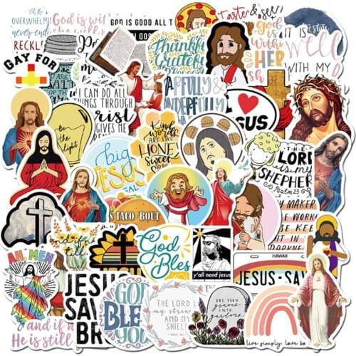 10/30/50 PCS Cartoon Christian Jesus Diary Graffiti Suitcase Skateboard Laptop Toy Decoration Waterproof Stickers Wholesale