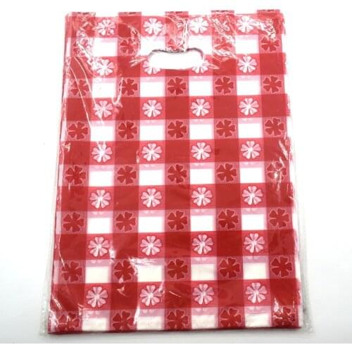 100pcs 25x35 Gift Bags Handles Plastic Bag For Clothes Storage Bag Party Supplies Shopping Bag Packaging Wedding Decoration