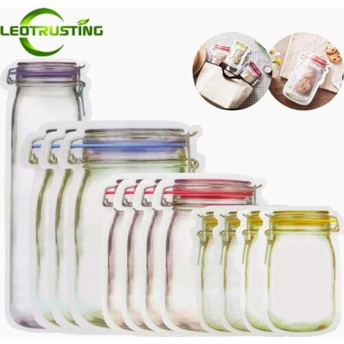 5pcs-20pcs Portable Mason Jar Zipper Bags Resealable Food Saver Storage Pouches Reusable Nuts Sugar Travel Snack Tea Spice Bags