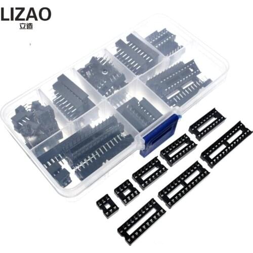 66PCS/Lot DIP IC Sockets Adaptor Solder Type Socket Kit 6 8 14 16 18 20 24 28 40 Pin DIP-8 16-Pins DIP8 DIP16 IC Connector