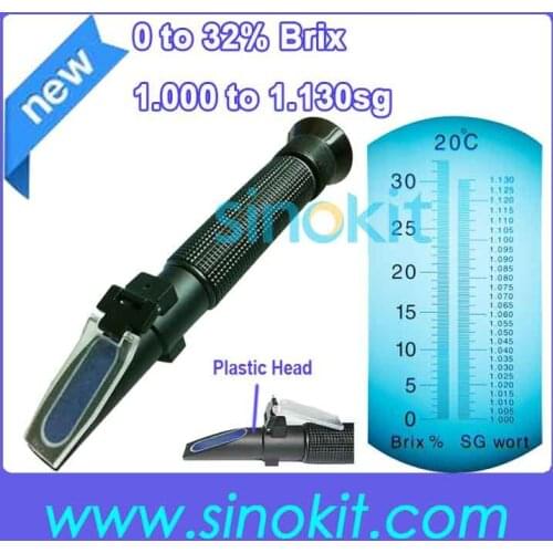 Free Shipping Brix 0 to 32% Beer 1.000 to 1.130sg Plastic Material Refractometer P-RSG-100ATC Black