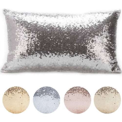 Shiny Sequin Pillowcase Zipper Pillowcases Rose Gold Throw Pillow Case Cushion Cover for Wedding Party Home Decor 30x50 40x40
