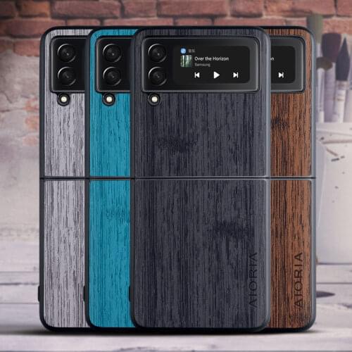 BambooLike case for Samsung Galaxy Z Flip3 5G Flip 3 Hard PC & PU leather skin covers coque fundas