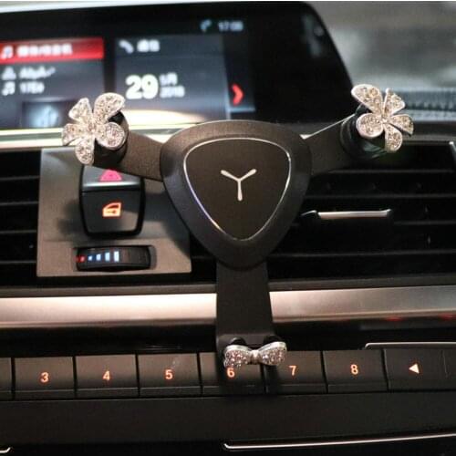 Car AC Outlet Mobile Phone Mount Holder GPS Stand with Crystals Great Gift for Women Girls multifunction