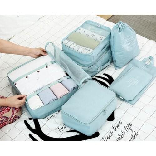 7Pcs/Set Travel Storage Bag for Clothes Tidy Organizer Wardrobe Suitcase Pouch Travel Organizer Bag Case Shoes Packing Cube Bag