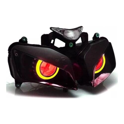 Honda CBR600RR F4I CBR600 RR 03-06 LED Headlight Assembly motorcycle Bi-Xenon HID lens proejctor Angel Eye Demon Eyes Headlamp