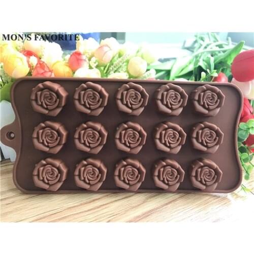 1PCS 15-even Rose Flowers Shaped Silicone Chocolate Mold Cookware Baking Tool Kitchenware Fondant Cake Decoration Tool E810