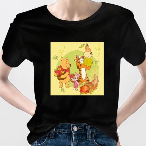 Disney Winnie Best Friends Forever Tshirt Tiger Cartoon Girls Can Do Anything Pooh Bear Summer Short Sleeve Top Fashion Woman