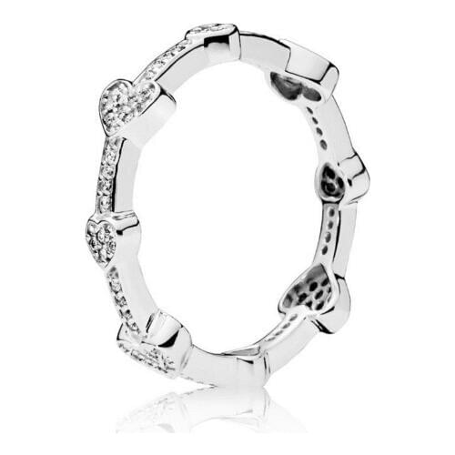 925 Sterling Silver Pandora Ring AlluP Ring Hearts With Crystal Rings For Women Wedding Party Gift EuroPe Fashion Jewelry