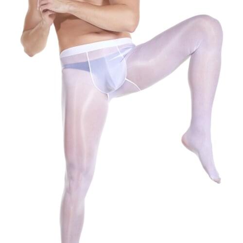 Plus Size 100kg Mens Stockings Underwear Elastic Sheer Glossy Sports Slim Leggings Cock Pouch Pantyhose Silk Socks Tights