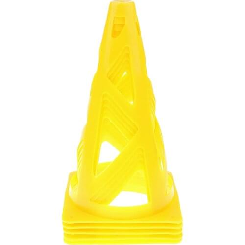 MagiDeal 5 Pieces 9' PE Sport Training Traffic Cone for Soccer Football Basketball Yellow