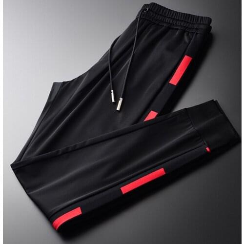 Lyocell Luxury Side Ribbon Contrast Color Man Plus Size 4xl Elastic Waist Casual Sport Slim Mens Pants