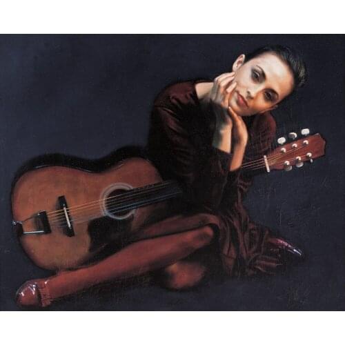 Woman and guitar Needlework,Bricolage 14CT peopl fashion Cross stitch kits Art Embroidery Canvas Patterns,DIY Handmade Decor