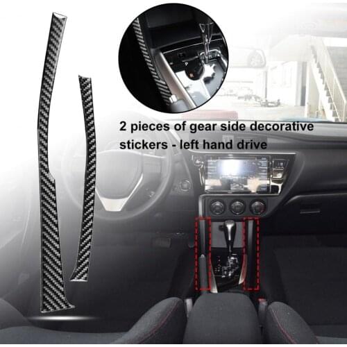 2Pcs Panel Side Sticker Heat-resistant Carbon Fiber Gear Shift Border Interior Sticker for Toyota Corolla 2014-2018 Left Drive