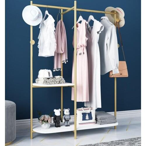 Nordic floor clothes rack multi functional light luxury marble bedroom clothes rack household goods clothes rack