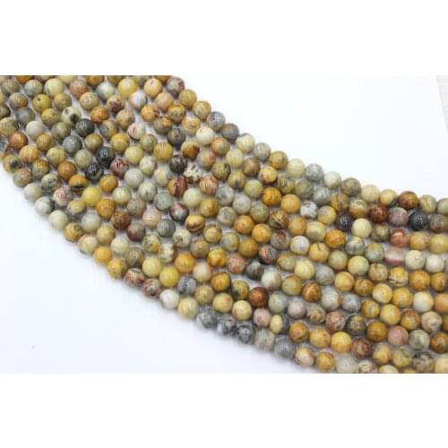 Natural Yellow Crazy Lace Agate Round Loose Beads Strand 6/8/10/12MM For Jewelry DIY Making Necklace Bracelet