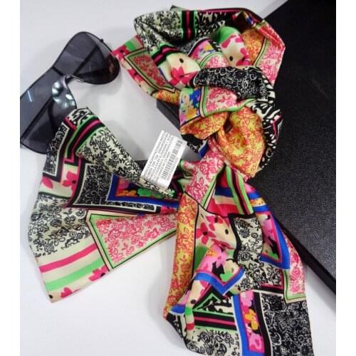 New Style Narrow Long Scarves Womens Autumn and Winter Neckerchief Hair Band Tie Bag Ribbon Wrist