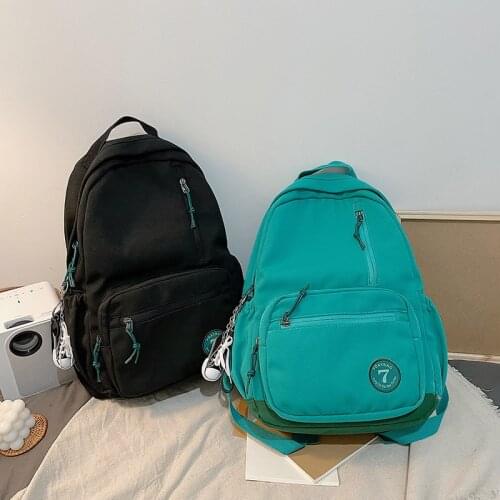 Solid Color Fashion Women Backpack Nylon Waterproof School Bag For Girls Simple Leisure Outdoor Travel School Backpack