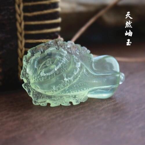 Natural green jade pendant necklace jade Hand-Carved women men cabbage necklaces pendants jadeite jade jewelry