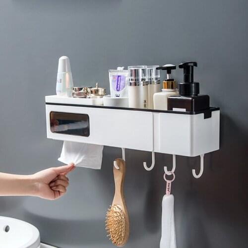 Punch-free Bathroom Shelves Shampoo Storage Rack Kitchen Organizer Shelves Household Tissue Rack Bathroom Accessories Sets