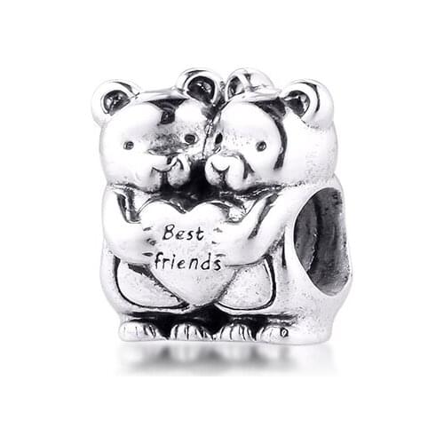 Fits For Pandora Bracelets Best Buddies Charms 100% 925 Sterling-Silver-Jewelry Beads Free Shipping