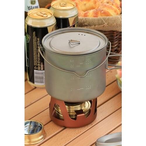1100ml Camping Cookware Titanium Hanging Pot Portable Picnic BBQ Folding Outdoor Pots 210g Light Cooking Tableware with Cover