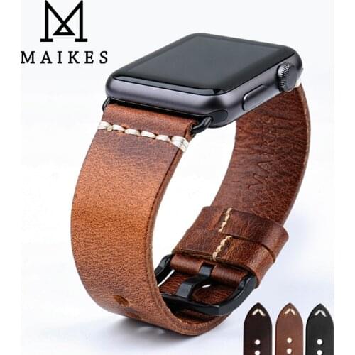 MAIKES Special Cow Leather Watch Strap Replacement For Apple Watch Band 44mm 40mm / 42mm 38mm Series 4 3 2 1 iWatch Watchband