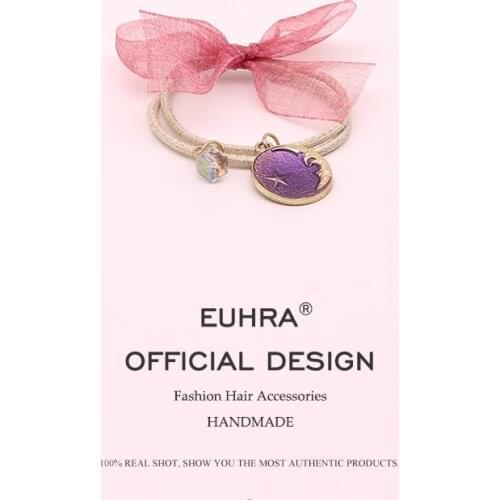 EUHRA 4 Colors Elastic Hair Bands Candy Color Ribbon Bowknot Hair Ropes For Women Girls Hair Band Kid Hair Accessories Scrunchie
