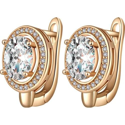 New Fashion Round Small Stud Earrings for Women Gold Silver Color Plated Cubic Zirconia CZ Earrings Party Jewelry Charm Gifts