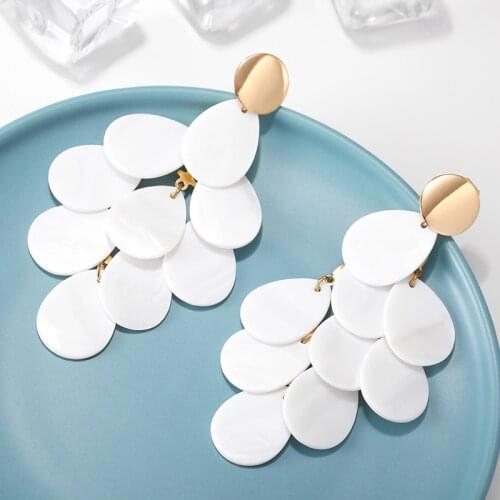 2019 New FASHION Shell Leaves Tassel Clip Earrings Without Piercing for Women Gilrs Ladies Statement Jewelry