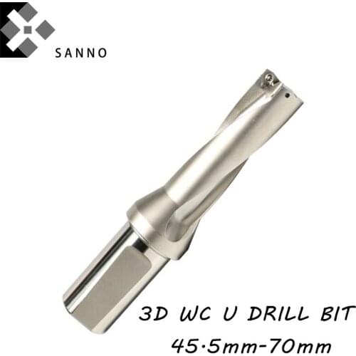 3D 45.5 -50mm, 50.5-55mm, 55.5-59mm 59.5-70mm cnc WC indexable U drill bit deviation drilling fast indexable drill