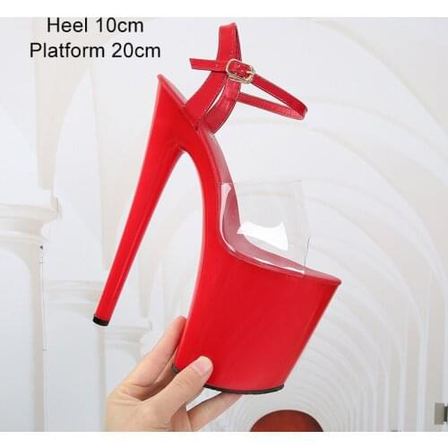 T-stage Display New summer sandals women Sexy High Heels 17-20CM Transparent Crystal Sandals Pole Dance Shoes 34-43 Large Siz