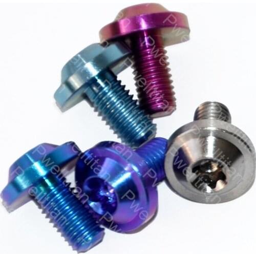 M4 M5 X 10 15 20 MM Titanium Bolts 6 PCS Alloy Torx Umbrella Head Motorcycle MTB Brake Disc Bracket Ti Screw Fastener
