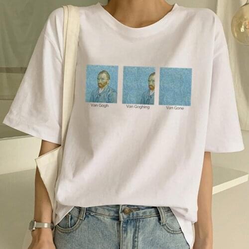 Van Gogh Women T Shirt Funny 90s Aesthetic Ullzang Tshirt Vintage Harajuku T-shirt Female Korean Style Fashion Tops Tees