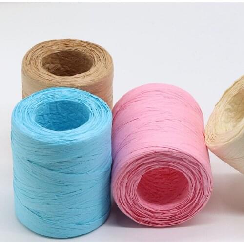 180M/Roll Raffia Rope Yarn Organic Straw Yarn For Knitting Summer Hats Bags Gift Box Packing Wrapping Paper Twine Rope