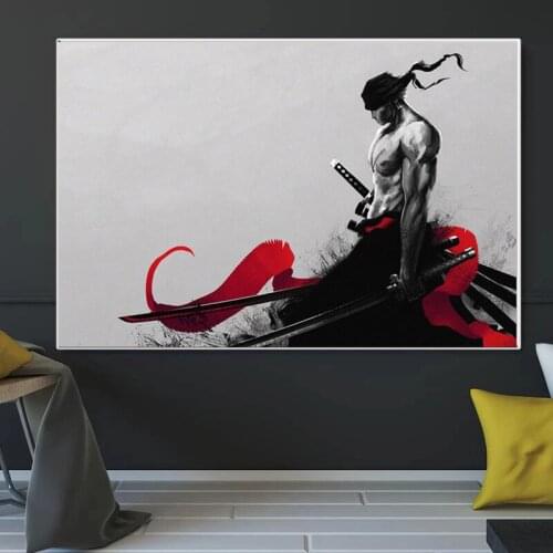 Vintage Japanese Samurai Art Canvas Painting Wall Art Pictures Posters and Prints for Living Room Home Indoor Hanging Decoration