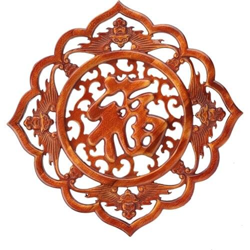 VZLX Wood Carved Applique Frame Corner Onlay Unpainted Furniture Home Door Decor Decoration Accessories Bat Blessing