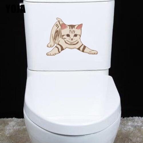 YOJA 21.4*15.7CM Art Cat Toilet Decal Wall Sticker BedRoom Home Decoration T3-0407