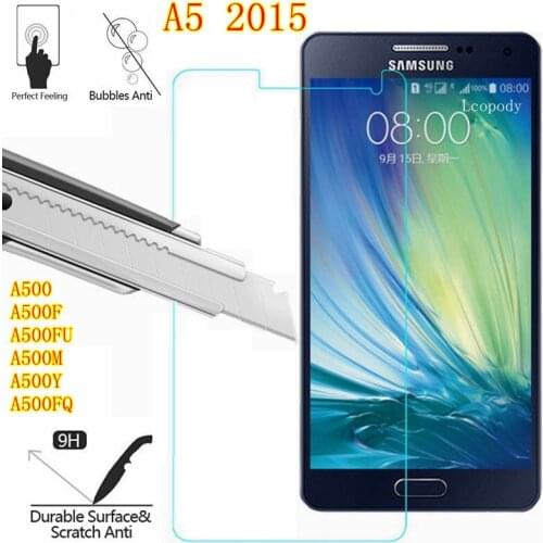 9H Tempered Glass fOR Samsung Galaxy A5 2015 Screen Protector GLAS SKLO foR Samsung SM A500 A500F A500FU A500M A500Y A500FQ case