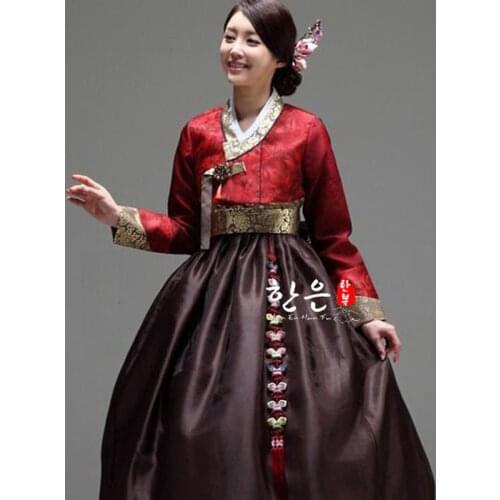 Womens Korean Hanbok Dress Costume Ethnic Dance Traditional Long Sleeve Cosplay Tailored + Free Shipping Embroidery