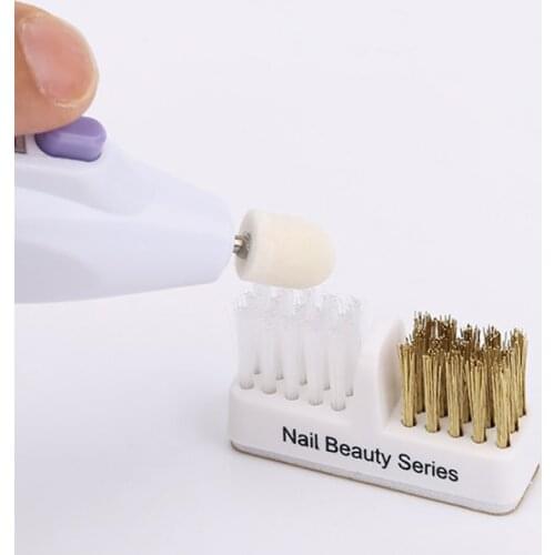 1PC Nail Drill Bit Cleaning Brush (Copper Wire Brush&Soft Bristle Brush ) for Electric Manicure Machine Drills Nail Tools