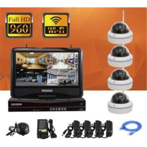 10 Inch Monitor 4CH IPC 960P Wireless IP Dome Camera NVR Kit