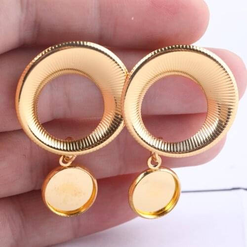 10pcs 12mm cabochon earring base blanks diy stud circle earrings charm pendants for jewerly making supplies